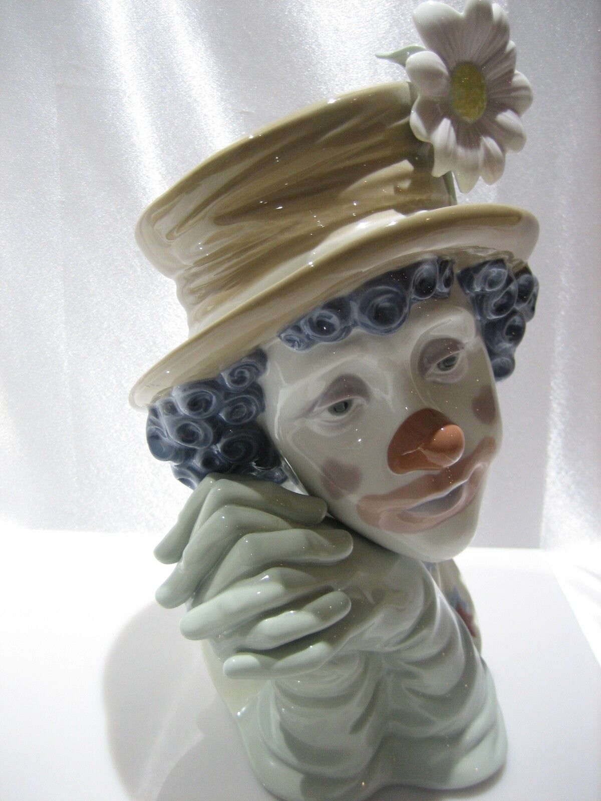 Lladro #5542 Melancholy Clown Head Bust Porcelain Figurine 11 1/2