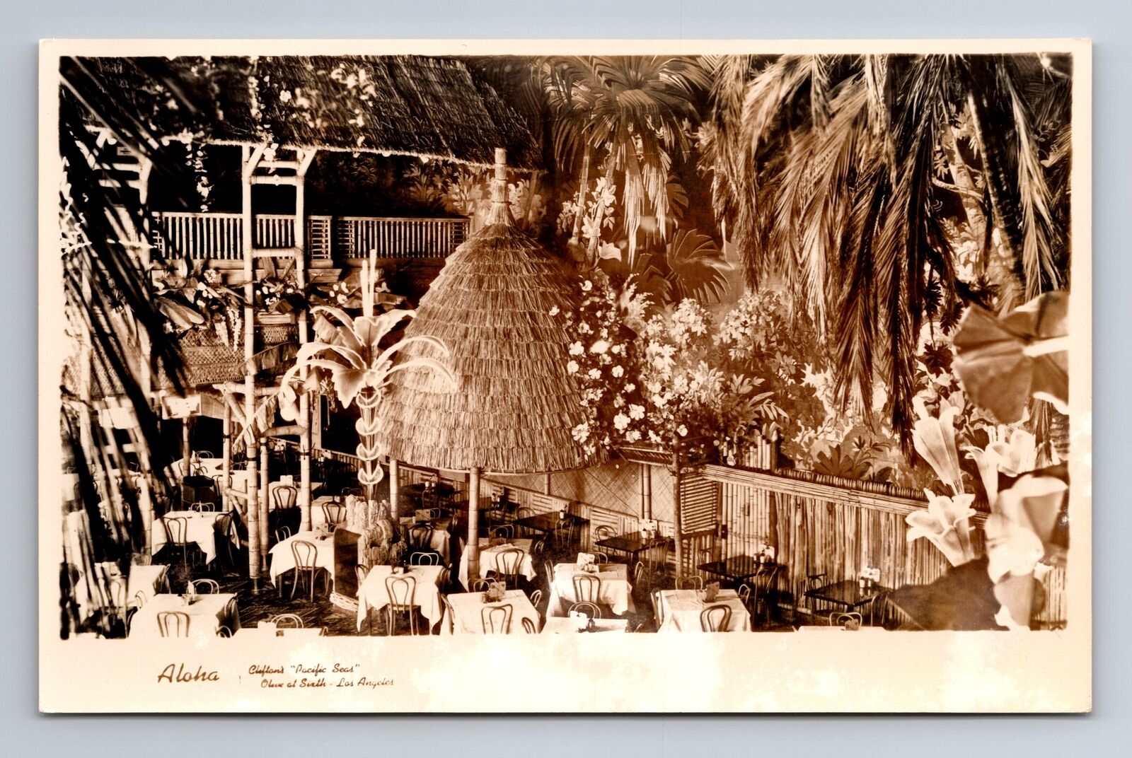Los Angeles CA-California RPPC Cliftons Pacific Seas Aloha Vintage Postcard