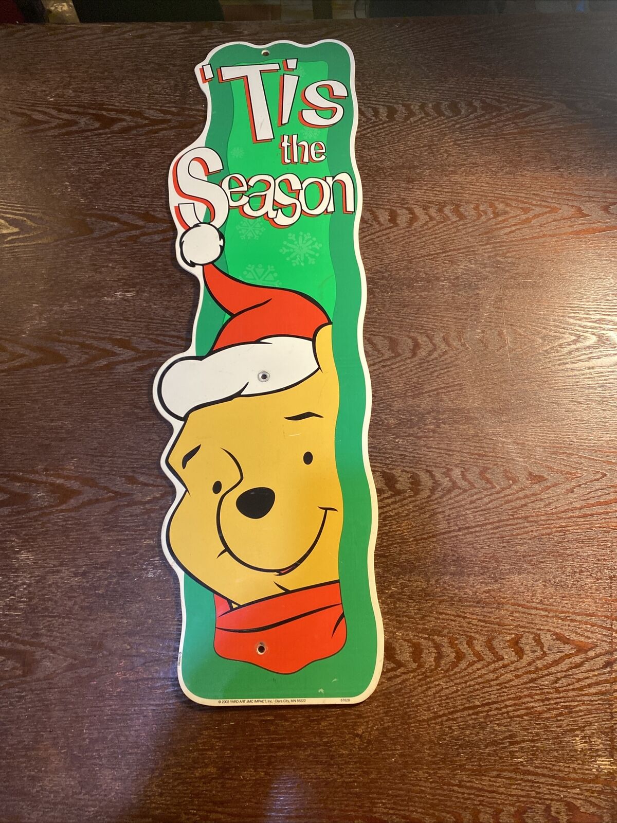 2002 Vintage Disney Christmas Sign Winnie the Pooh Yard Art Impact Inc Plastics