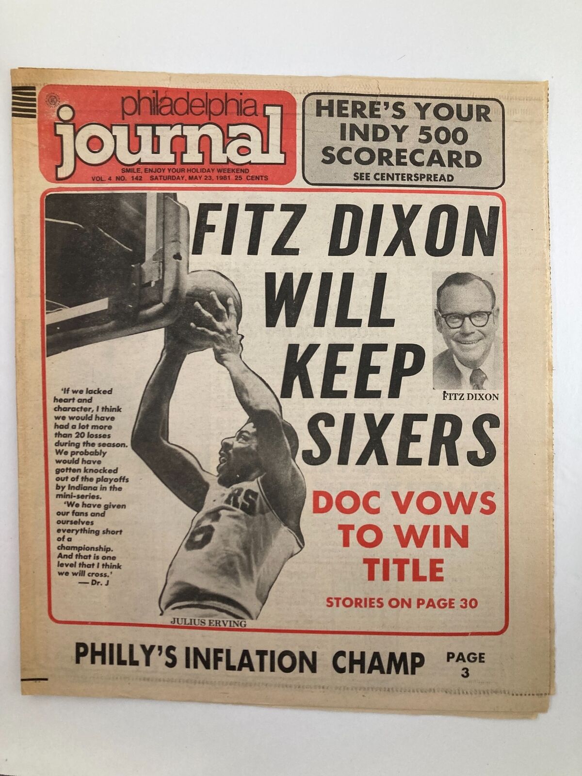 Philadelphia Journal Tabloid May 23 1981 Vol 4 #142 NBA Sixers Julius Erving