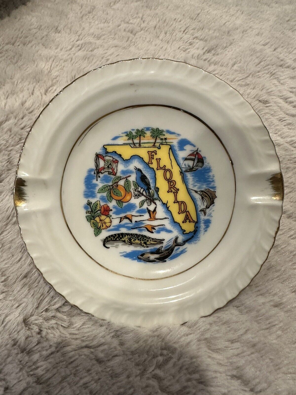 Vintage Florida 4.5” Souvenir Ashtray Made in Japan