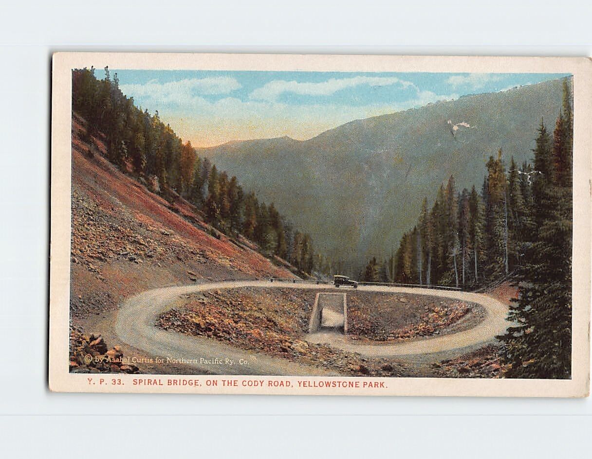 Postcard Spiral Bridge on the Cody Road Yellowstone National Park Wyoming USA