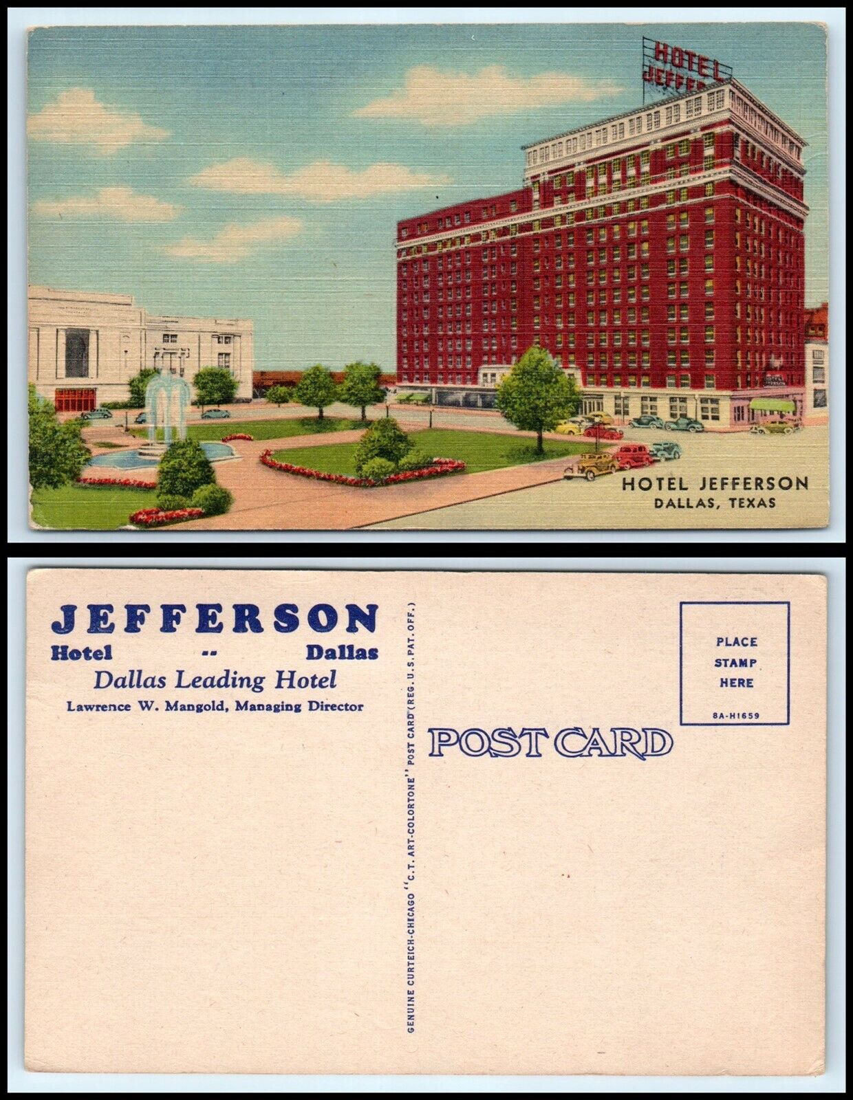 TEXAS Postcard - Dallas, Hotel Jefferson S5