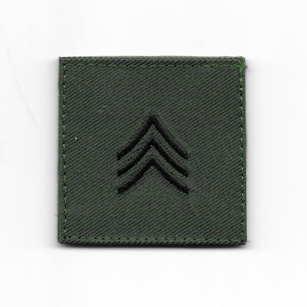 Sergeant E5 SGT Rank Patch Black Green E-5 Fits For VELCRO® BRAND Loop Fastener
