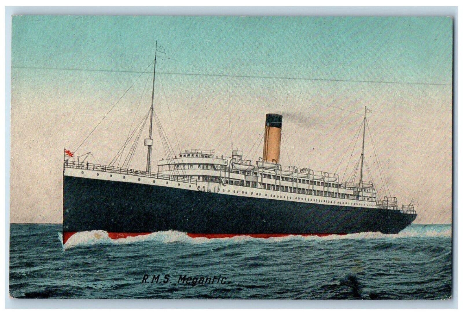 c1910 RMS Megantic Steamer Ship British Manufacture Valentines Series Postcard