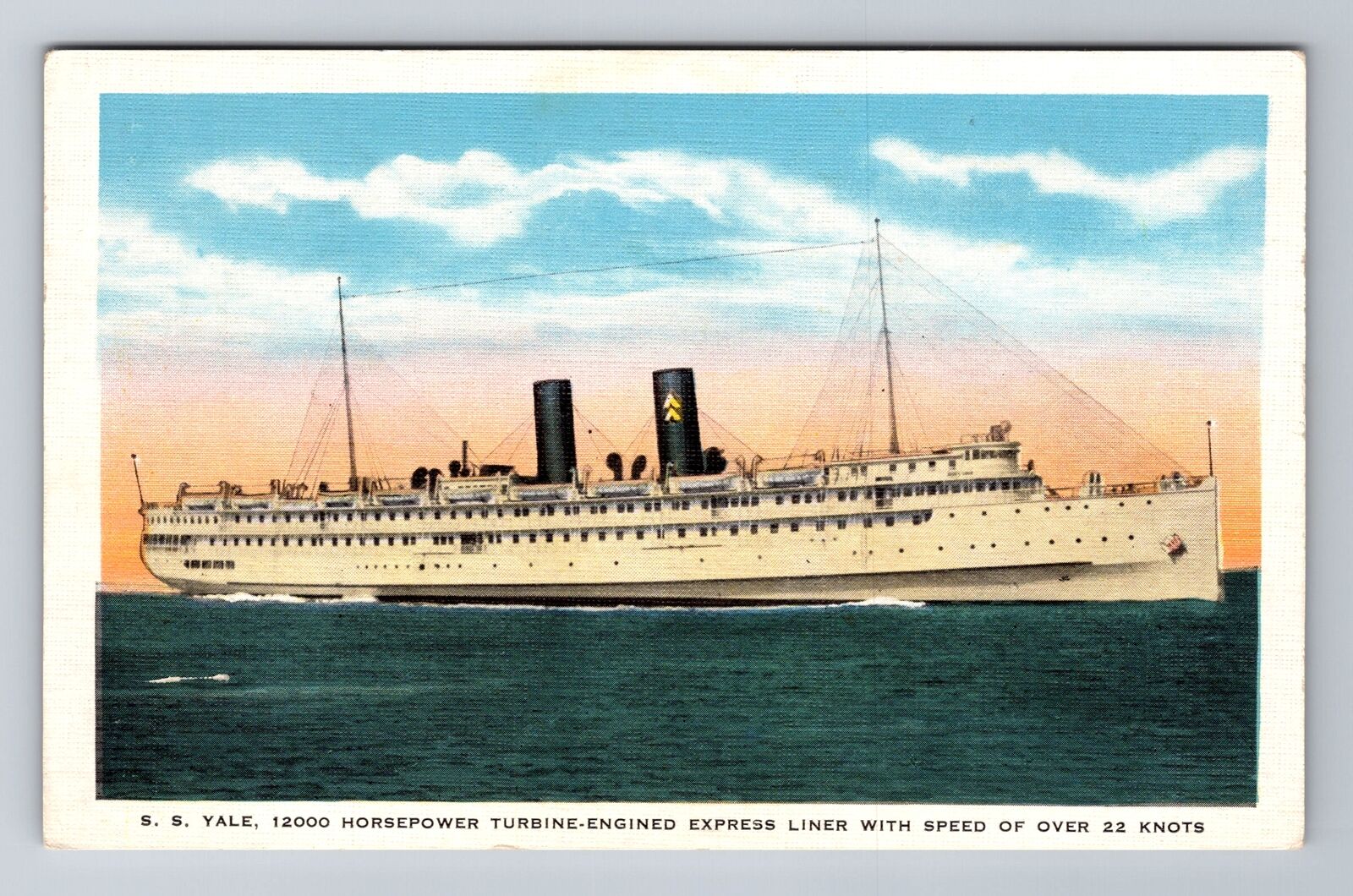 SS Yale, Ship, Transportation, Antique, Vintage Souvenir Postcard
