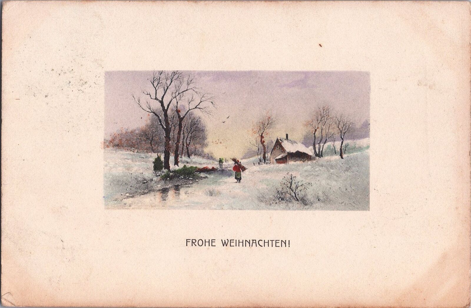 ZAYIX Merry Christmas|Fröhliche Weihnachten 1909 Winter Cottage & Stream HHiW