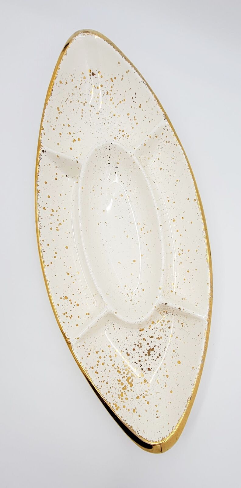 MCM HUGE Ceramic Cream Gold Speckled Multi-Chamber Serving Platter 50-60s