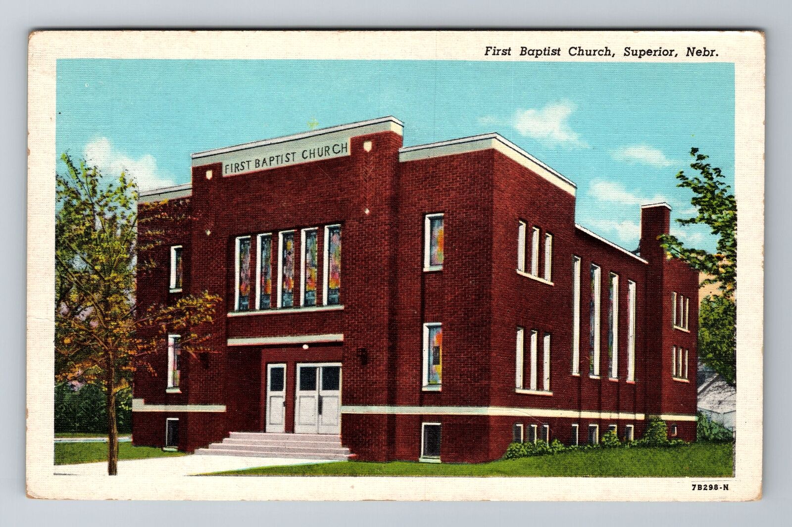 Superior NE-Nebraska, First Baptist Church, Religion, Antique, Vintage Postcard