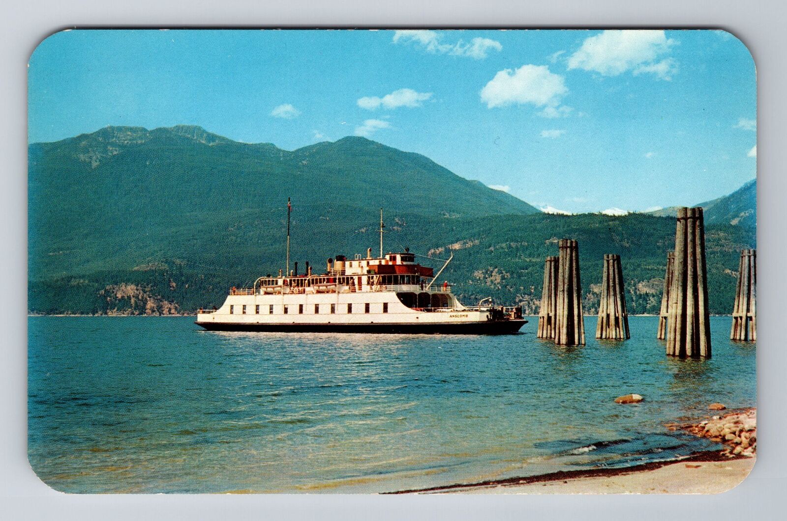 MV Anscomb Ferry, Ships, Transportation, Antique Vintage Souvenir Postcard