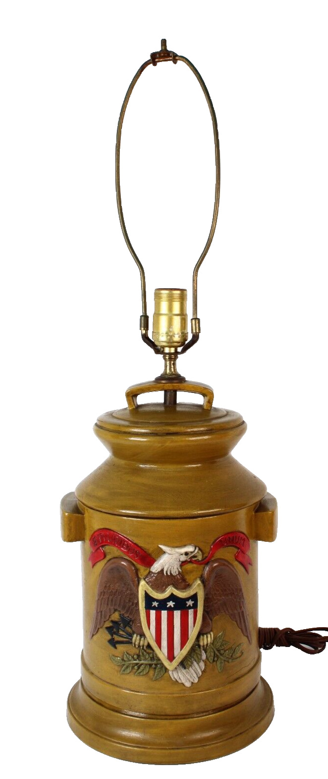 Rare Vintage Atlantic Mold 1974 American Eagle Table Lamp Mustard Color Lamp
