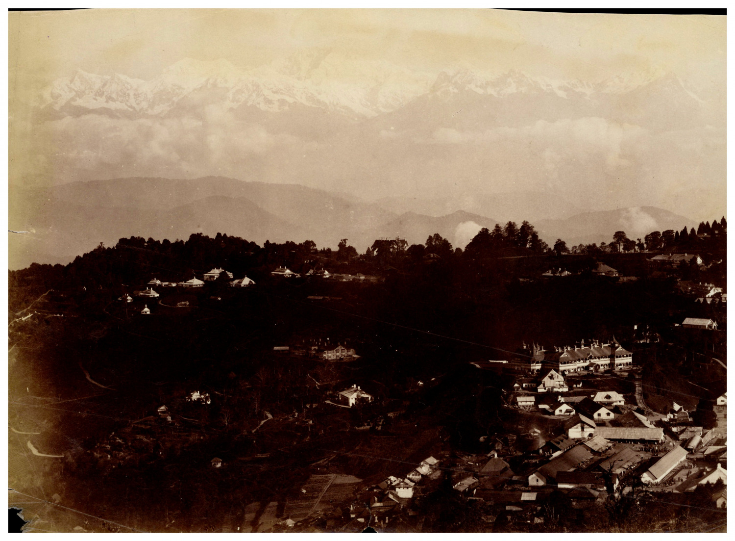 Bourne (Attr. to), India, Darjeeling, Kangchenjunga vintage albumen print strip