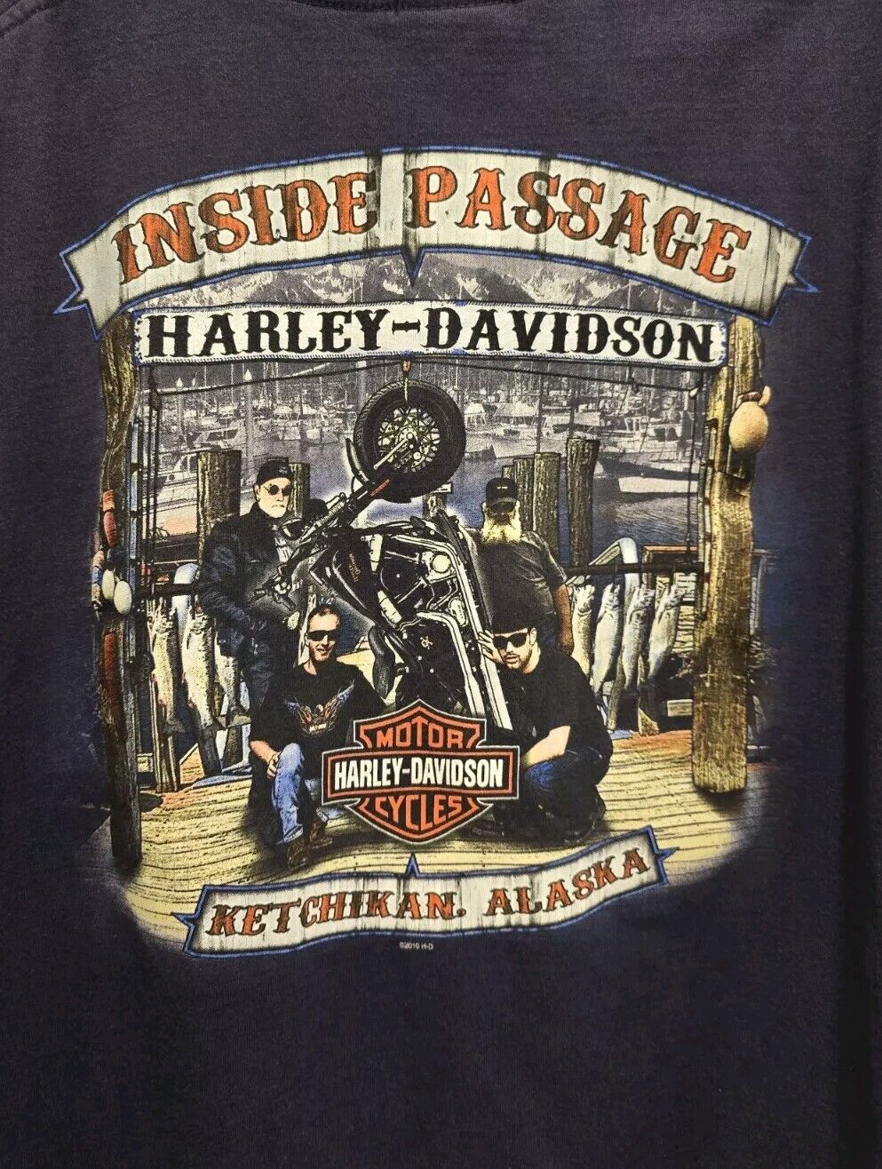 Harley Davidson Motorcycle Ketchikan Alaska Inside Passage T-Shirt 2XL 2009
