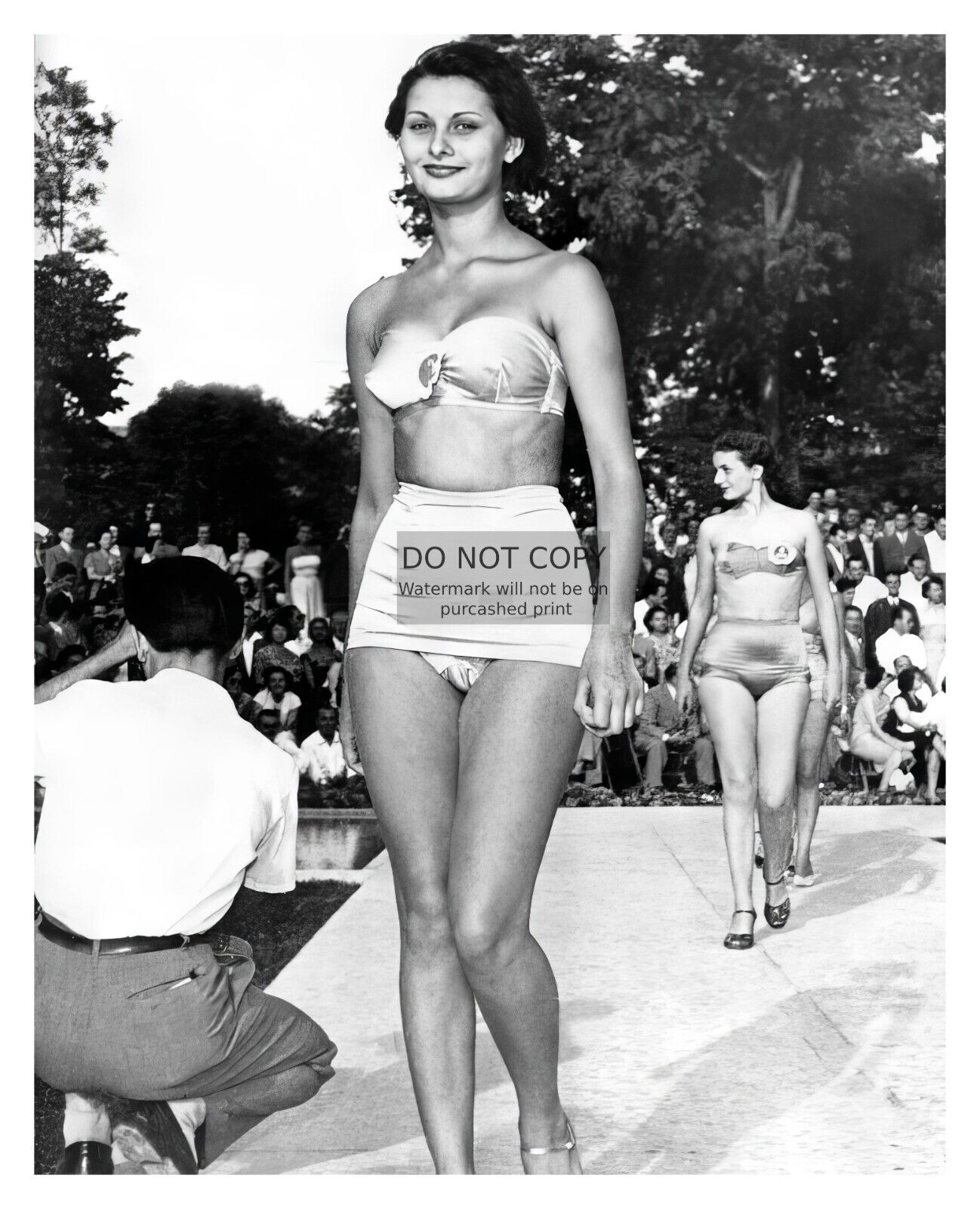 YOUNG SOPHIA LOREN AT BEAUTY CONTEST IN NAPLES FRANCE 1949 8X10 B&W PHOTO