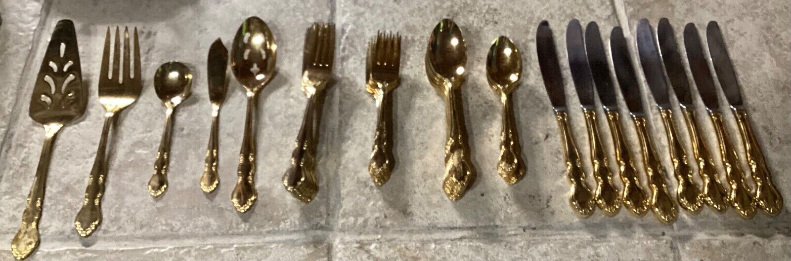 Lot of 45 ~ SUPREME CUTLERY Stainless Flatware (Japan) Gold Tone Silverware
