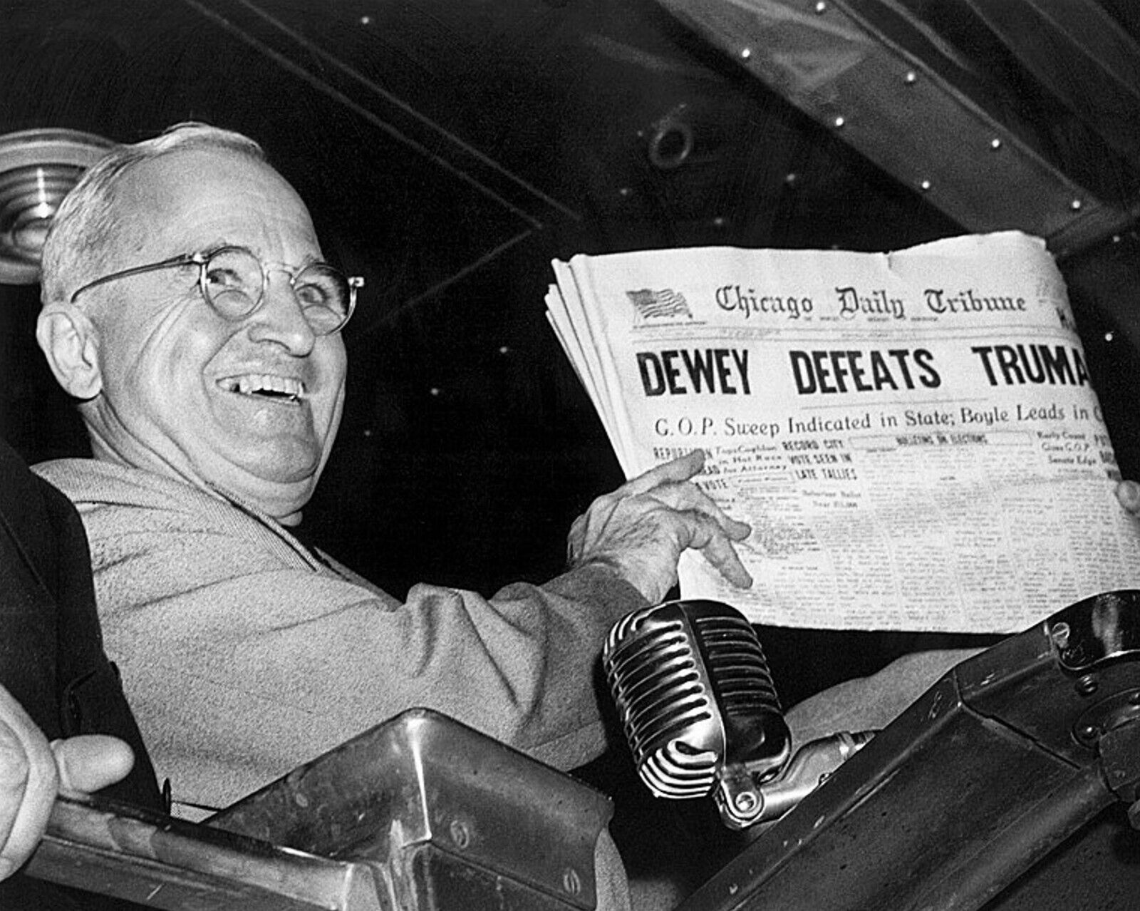 Dewey Defeats Truman Election Holding Newspaper 8 x 10 Photo Photograph Picture