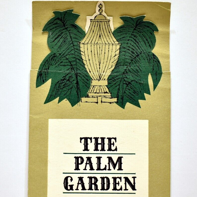 1970s The Palm Garden Restaurant Menu Waldorf Astoria Hilton Hotel New York City