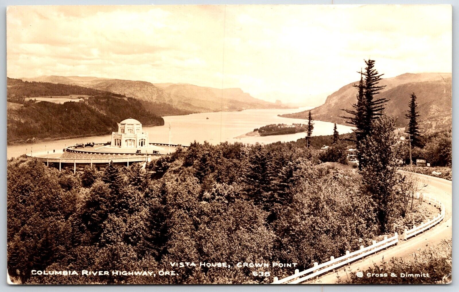 RPPC Columbia River Highway OR Vista House Crown Point Oregon Vintage Postcard