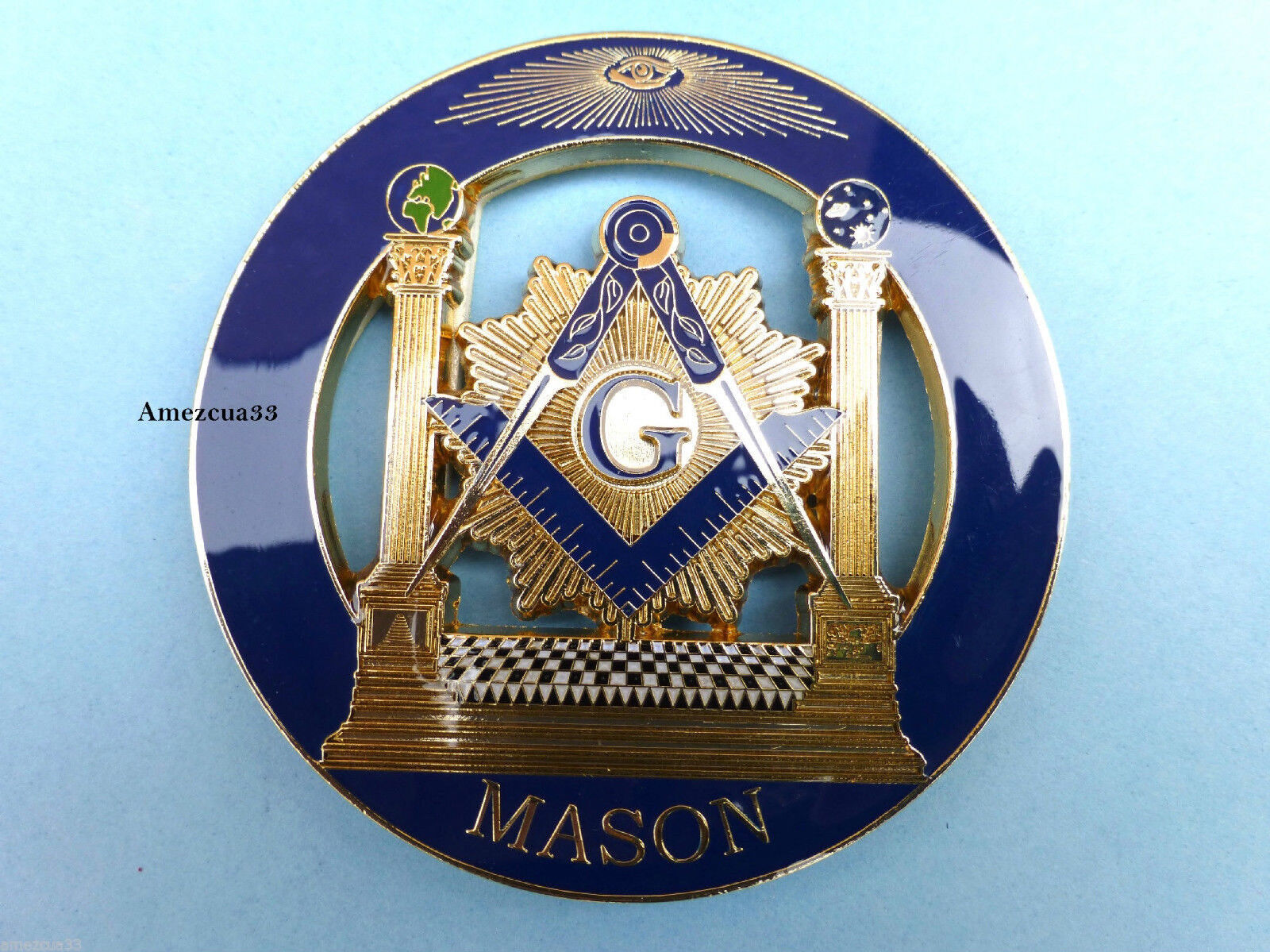Blue Lodge Master Mason Cut out Car Emblem B&J Freemasonry  Pillars Luxurious 