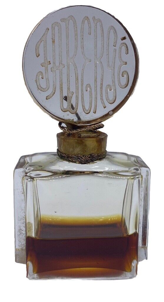 Beautiful 1/2 Oz.  Rare Vintage Fancy Faberge' Woodhue Perfume Bottle