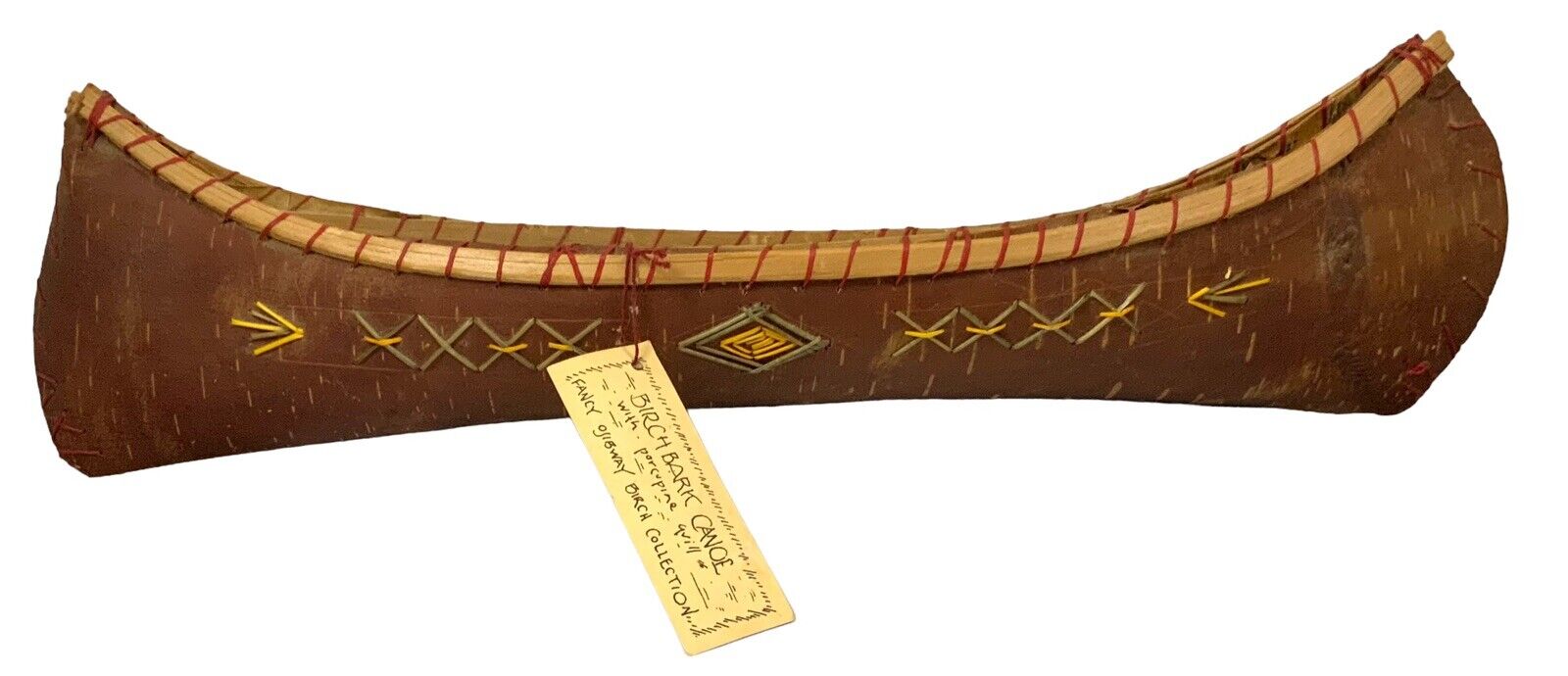 VTG 18 “ Authentic Ojibwa Birchbark Quill Canoe Handcrafted Redwing Minnesota