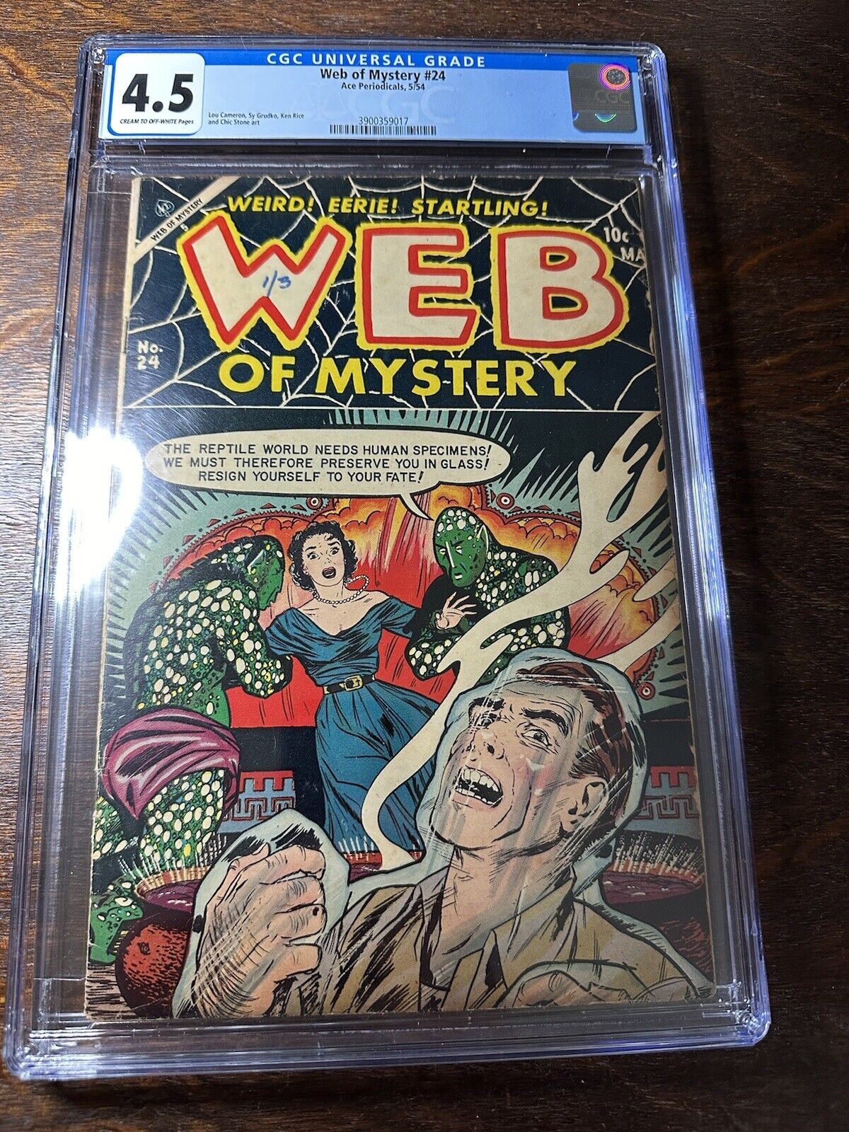 Web of Mystery #24 CGC 4.5 Cream to Off White Pages 1954 Pre-Code Horror Ace