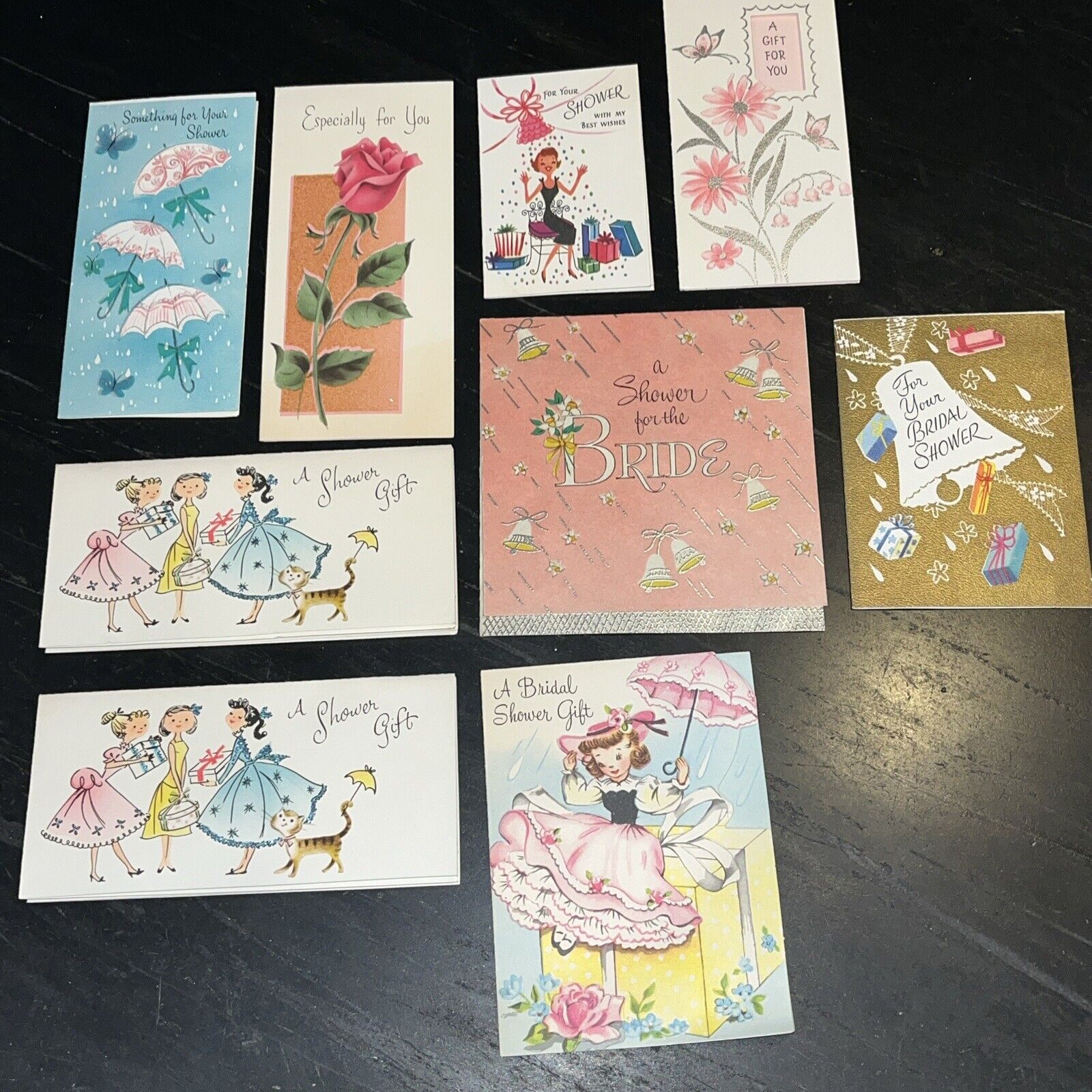 Lot Of 9 Vintage 1950s Bridal Shower Greeting Cards Hallmark Gibson Norcross