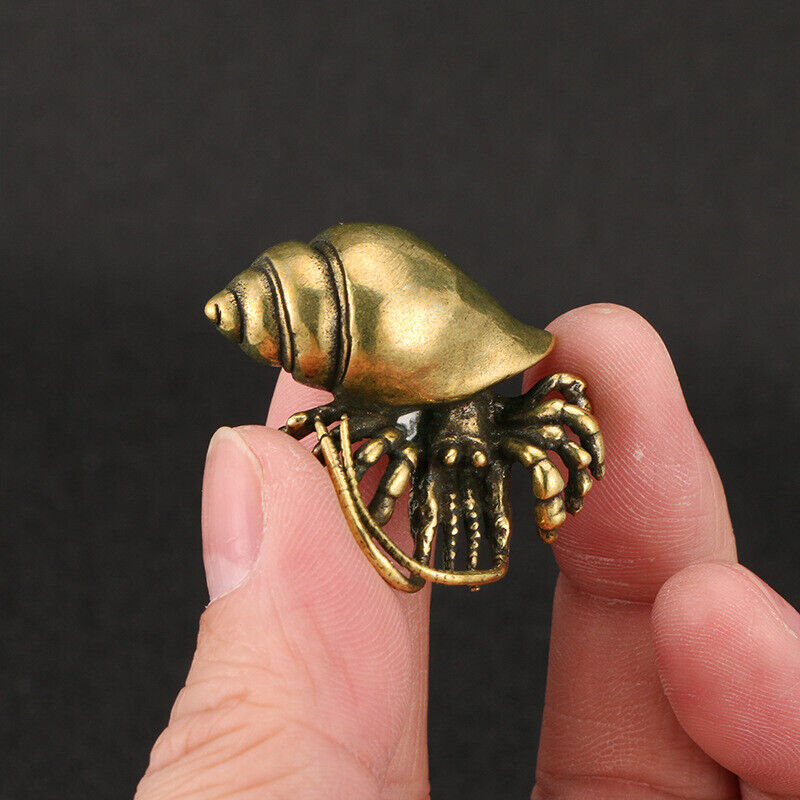 Tabletop Figurine Brass Hermit crab Animal Statue Small Sculpture Gifts