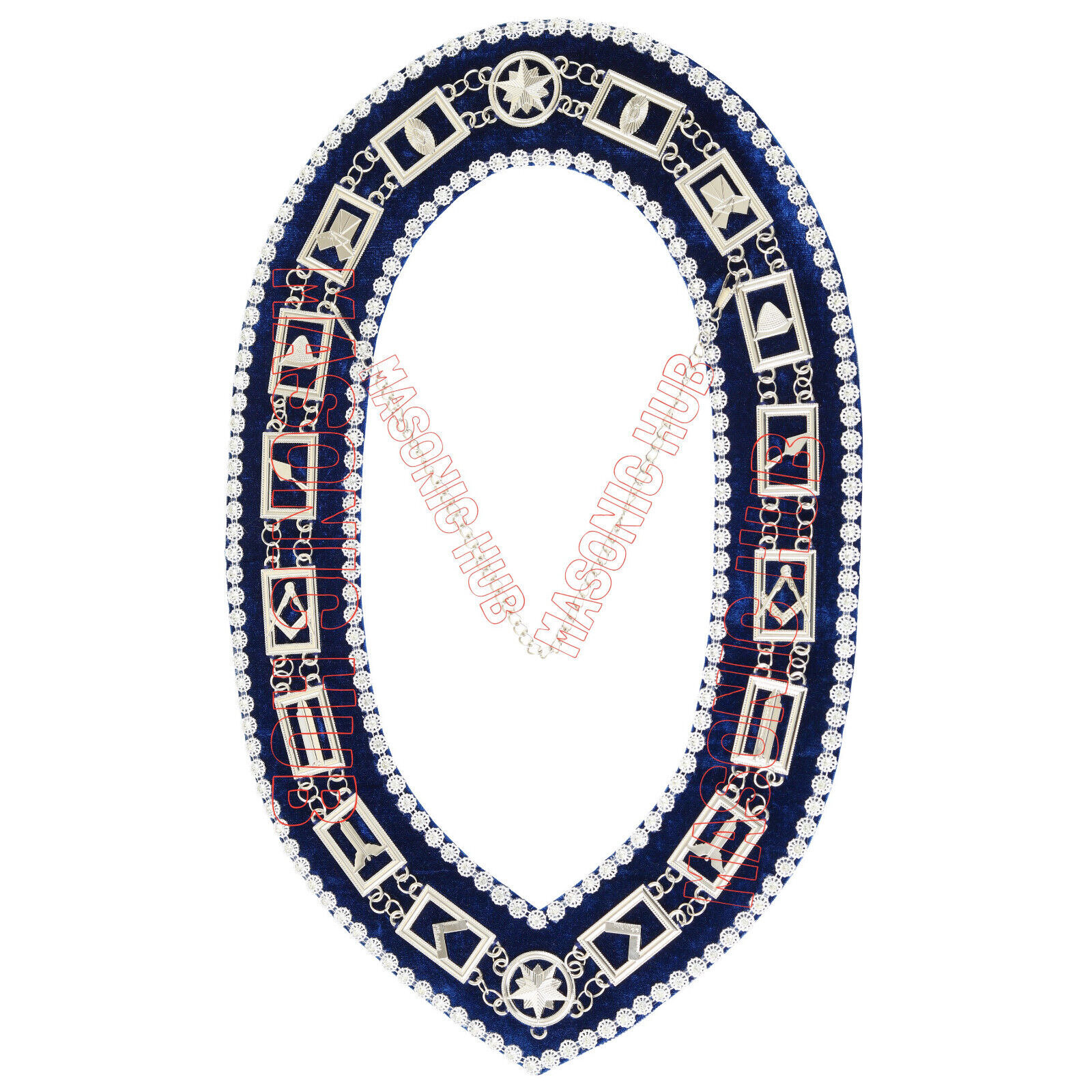 Masonic Blue Lodge Working Tools Masonic Chain Collar with Rhinestones