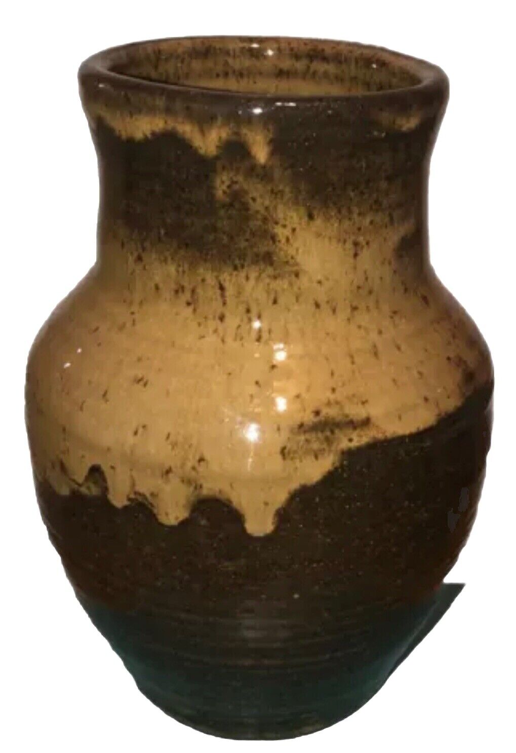 Artisan Pottery Brown Vase Drip Glaze Signed Miller ￼8” Nice