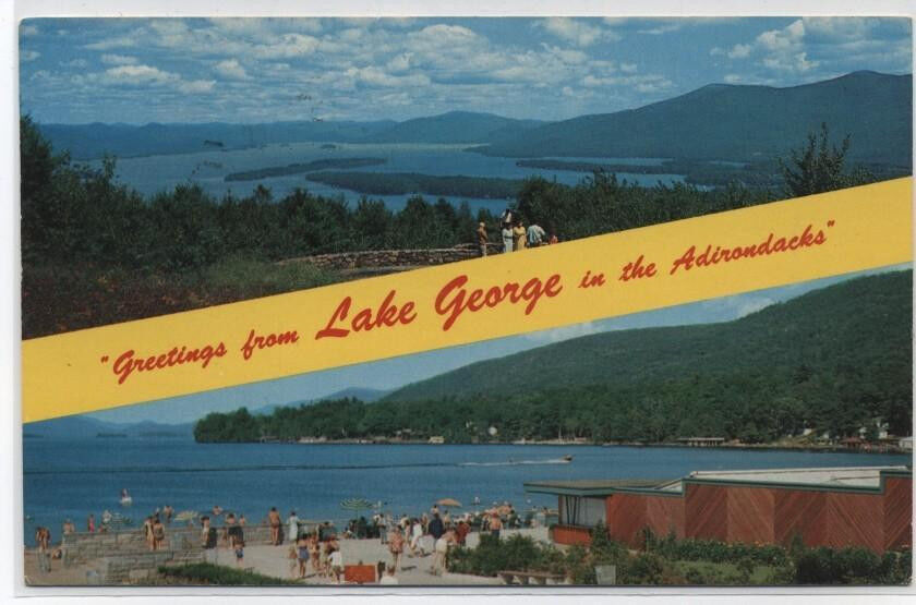 VIEW OF LAKE GEORGE~ADIRONDACKS~NEW YORK POSTCARD