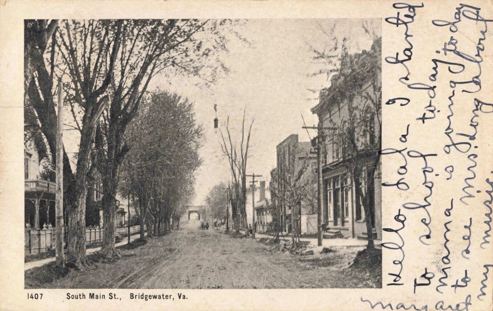 South Main Street Bridgewater Virginia VA c1906 Postcard