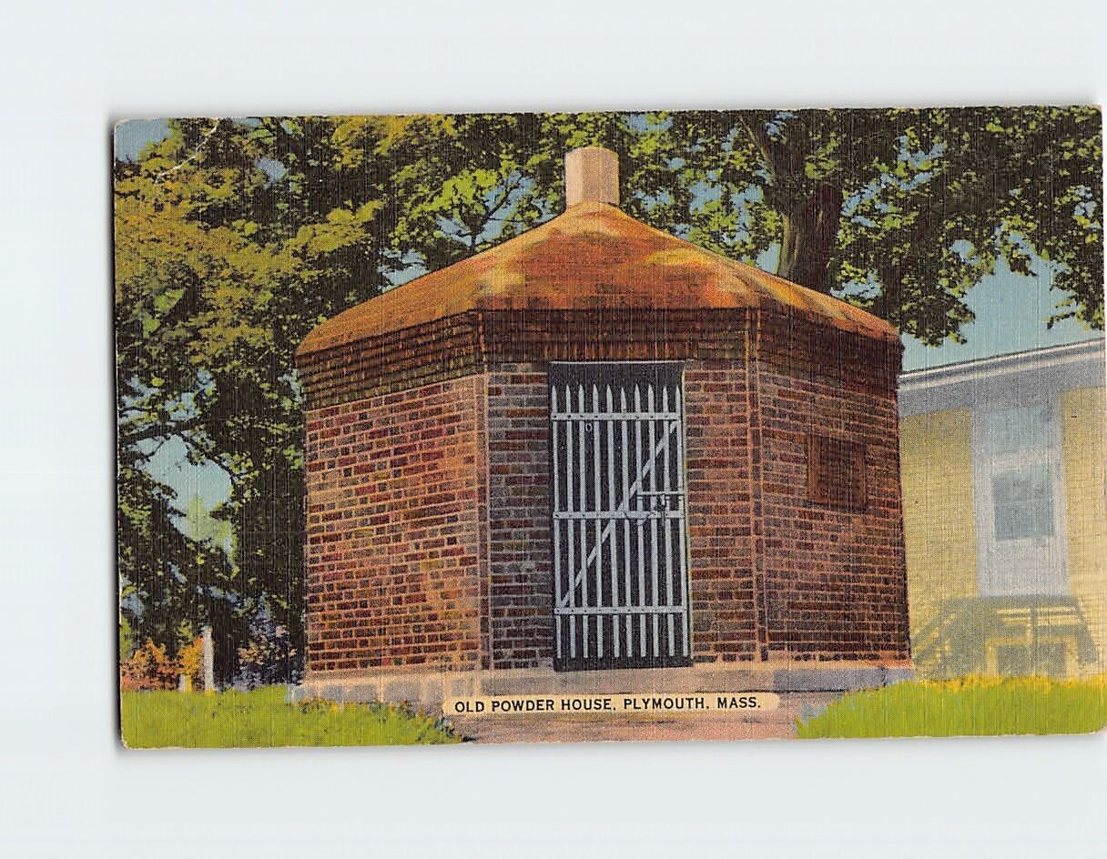 Postcard The Old Powder House Burial Hill Plymouth Massachusetts USA