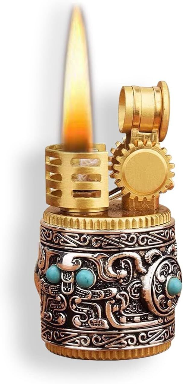 Vintage Lighter Cool Antique Refillable Kerosene Soft Flame Lighters Candle Men