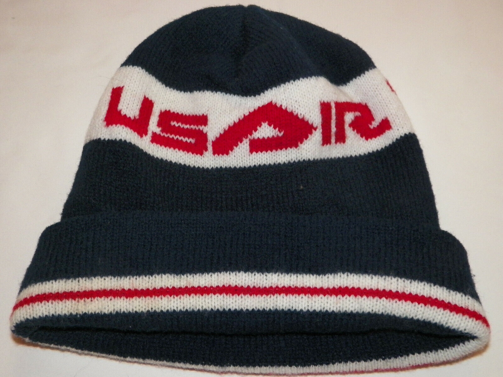 Vintage USAir Airline LOGO Beanie Winter Hat Made in USA Aviation airlines