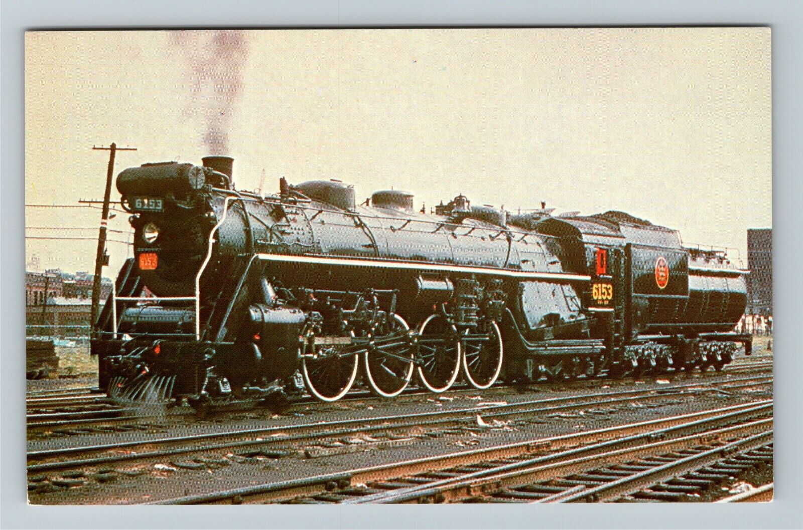 Canadian National Railway\'s Number 6153 Steam Locomotive Vintage Postcard