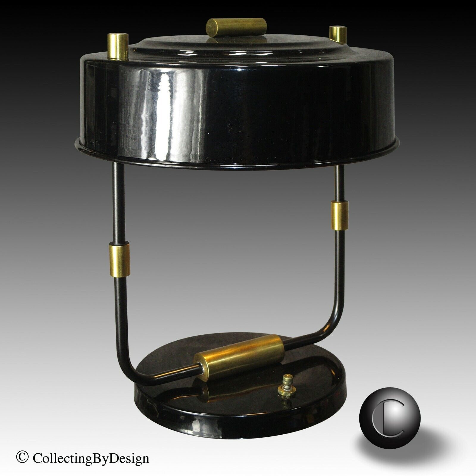  Faries Modernist Art Deco Black & Brass Desk Lamp c.1936 - RESTORED