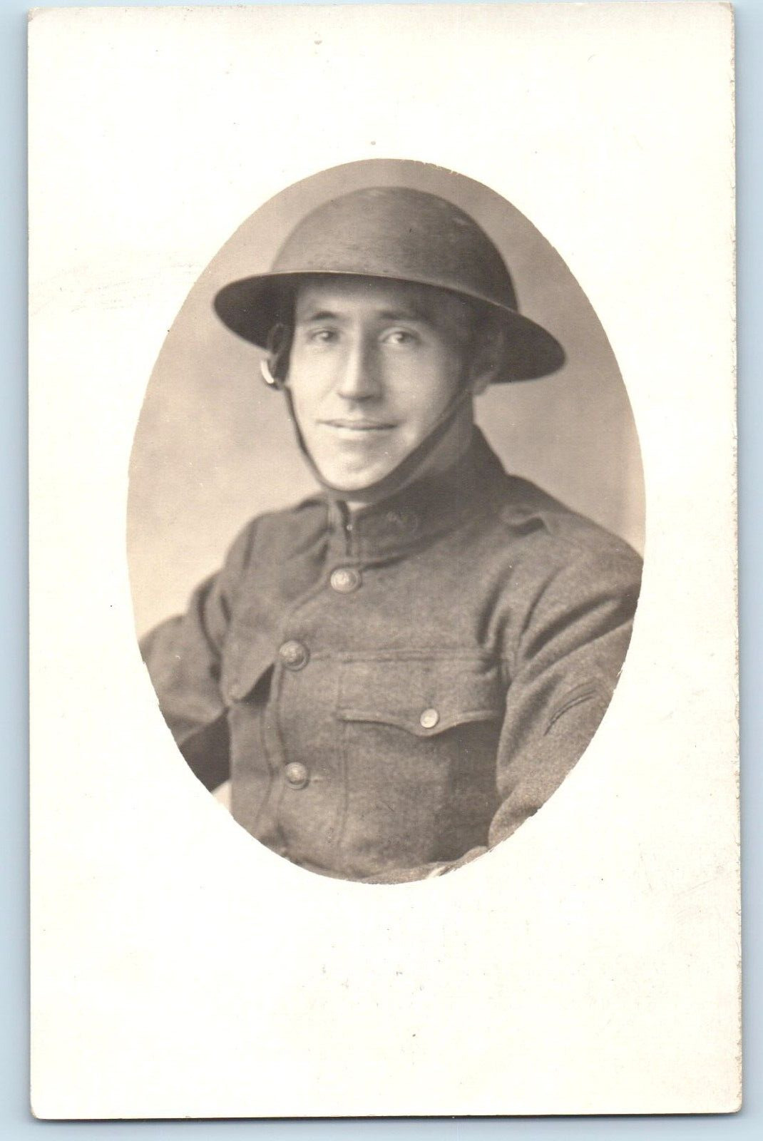 WWI American Soldier Nels Petersen Postcard RPPC Photo Studio c1910's Doughboy