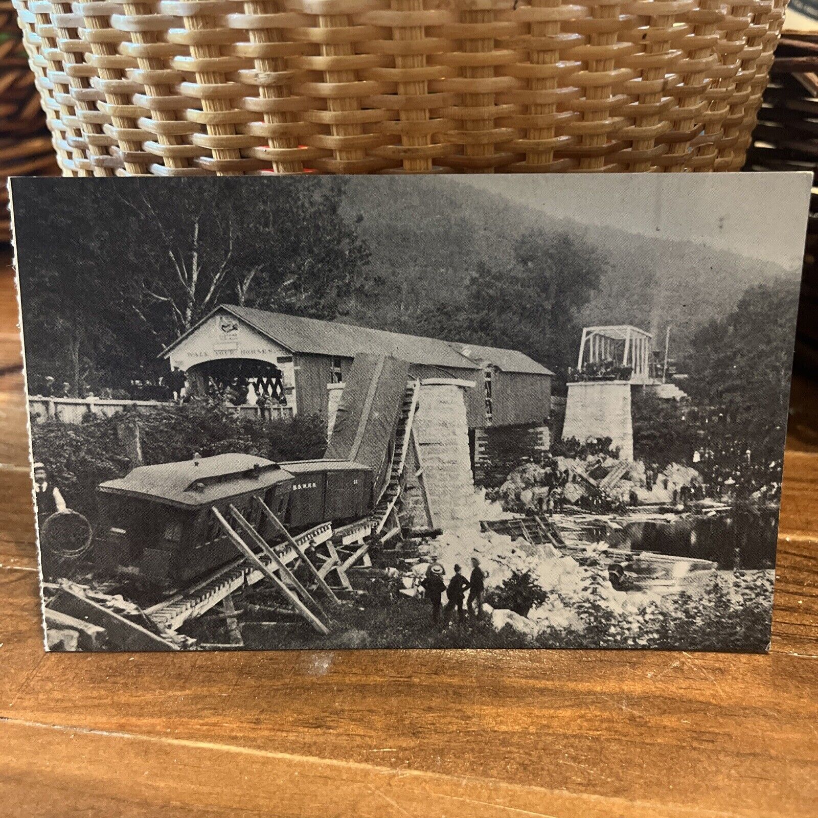 VTG Postcard West River Railroad 1886 Collapse Of Bridge Over Brattleboro River 