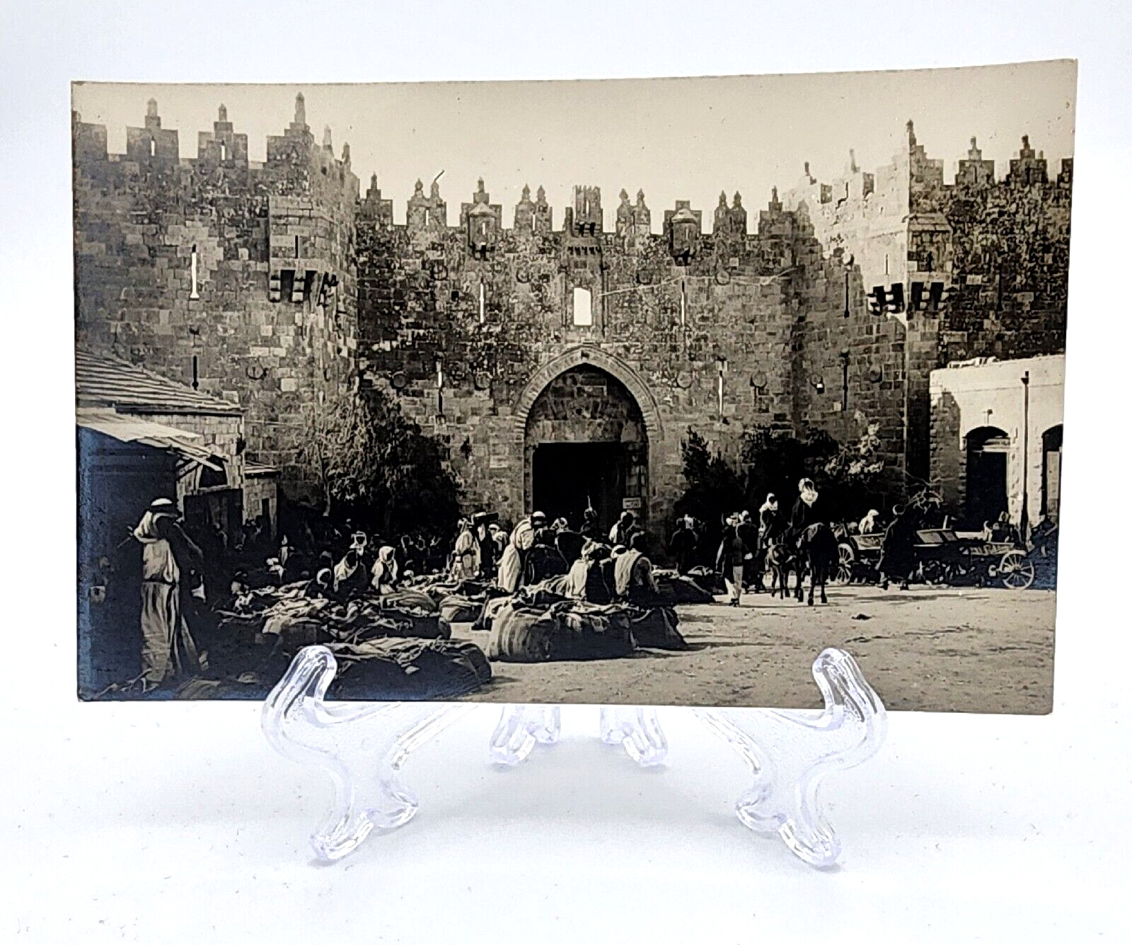 Antique RPPC Postcard~ Damascus Gate~ Busy Scene~ Jerusalem~ Israel~ Palestine