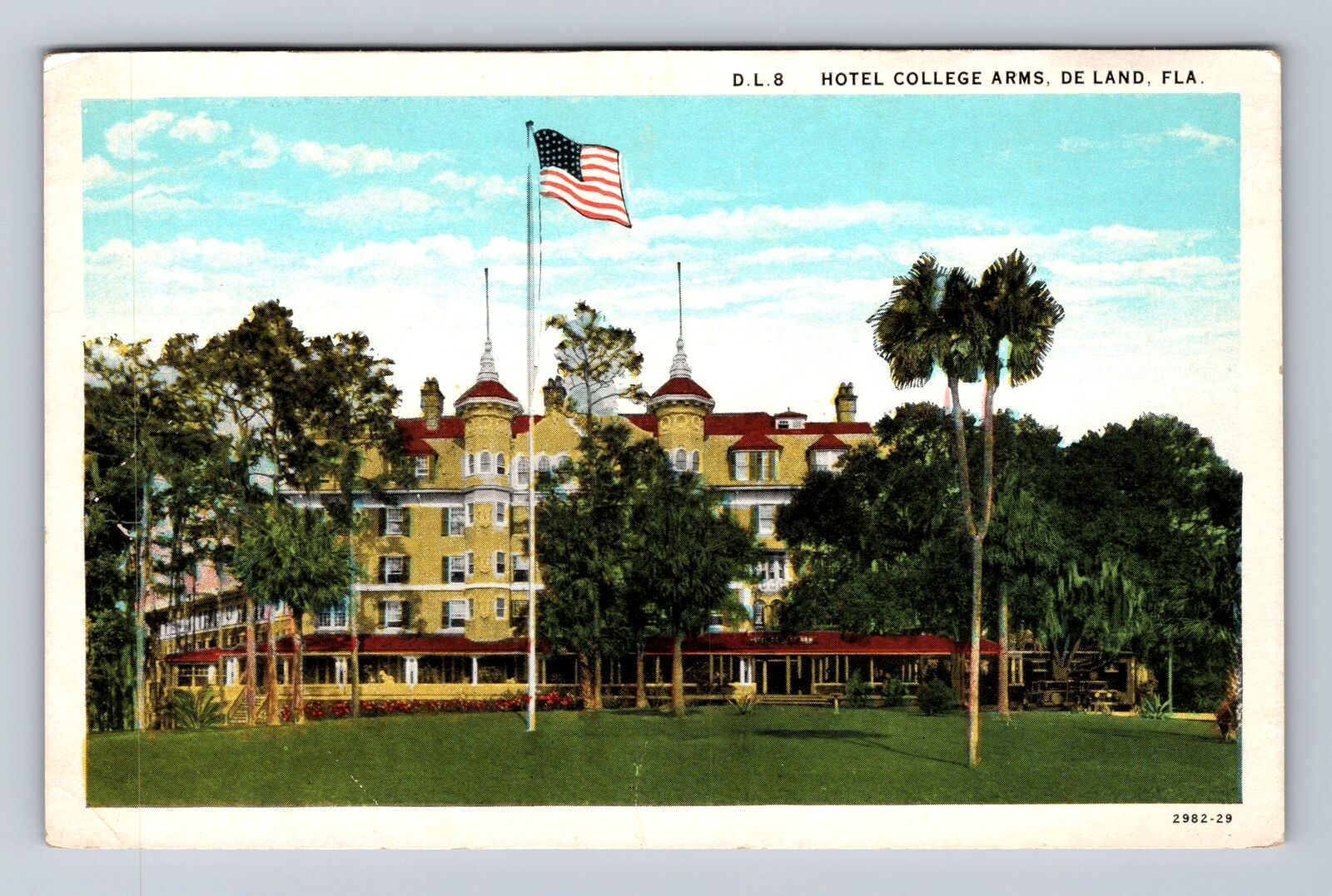 Deland FL-Florida, Hotel College Arms, Antique, Vintage Postcard