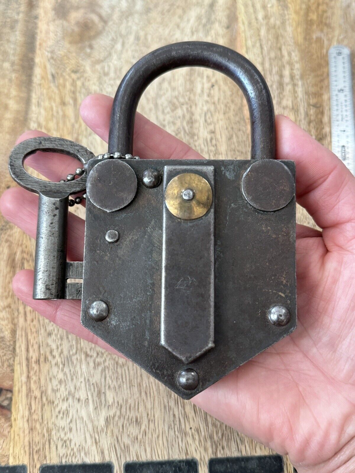 Vintage Antique Large Padlock With Key Lock