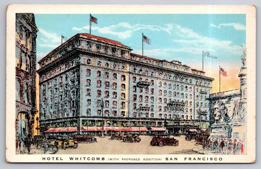 Hotel Whitcomb San Francisco CA California Street Scene Cars Postcard