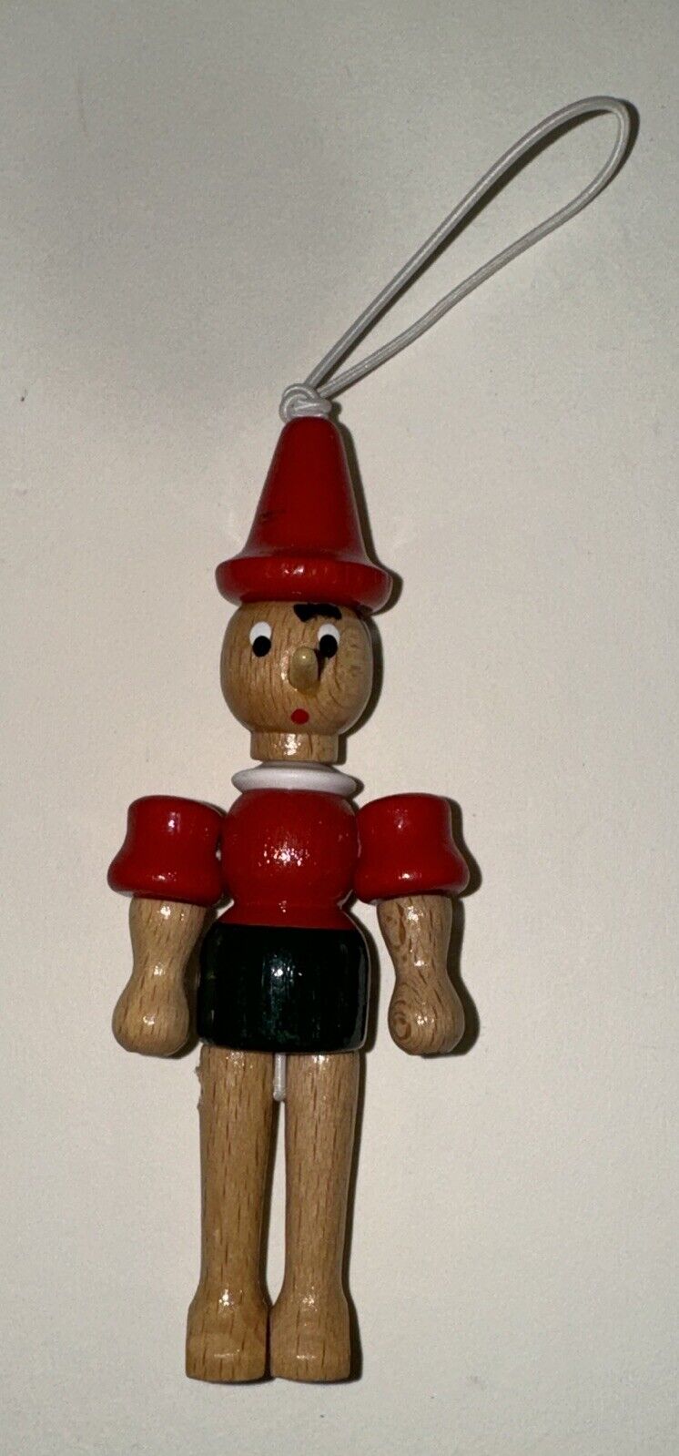 Vintage Wood Hand Painted PINOCCHIO Christmas Ornament Display  Made In Italy