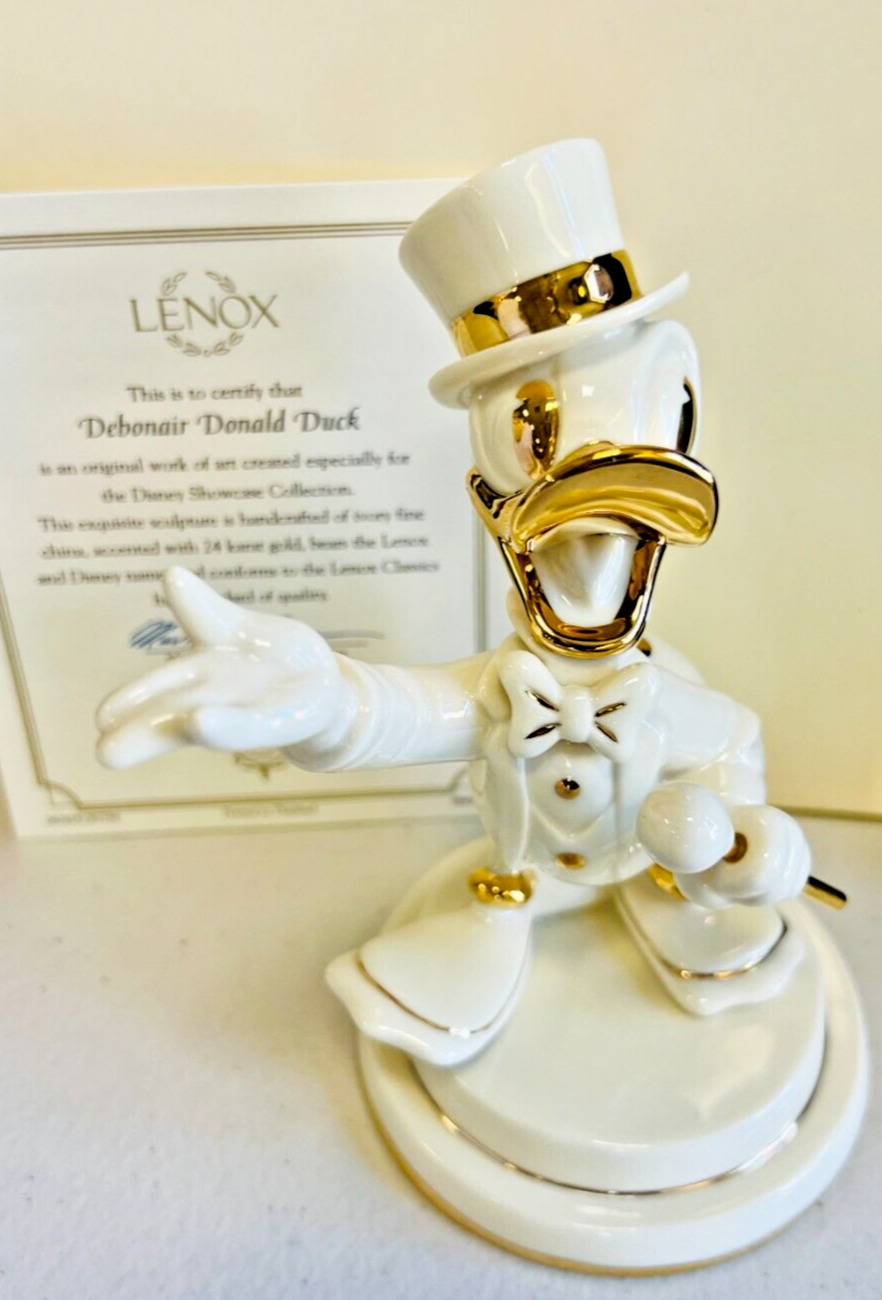 Lenox Disney Showcase Collection 'Debonair Donald Duck' 6” Ivory & Gold Figurine