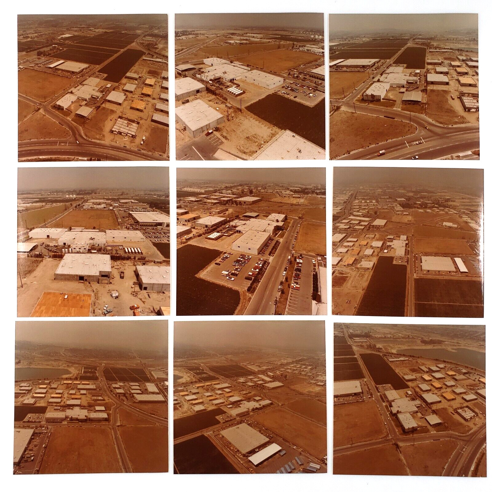 Unknown Mystery Factory Aerial Photo 1980s Set of 9 Abstract Parking Lot A4451