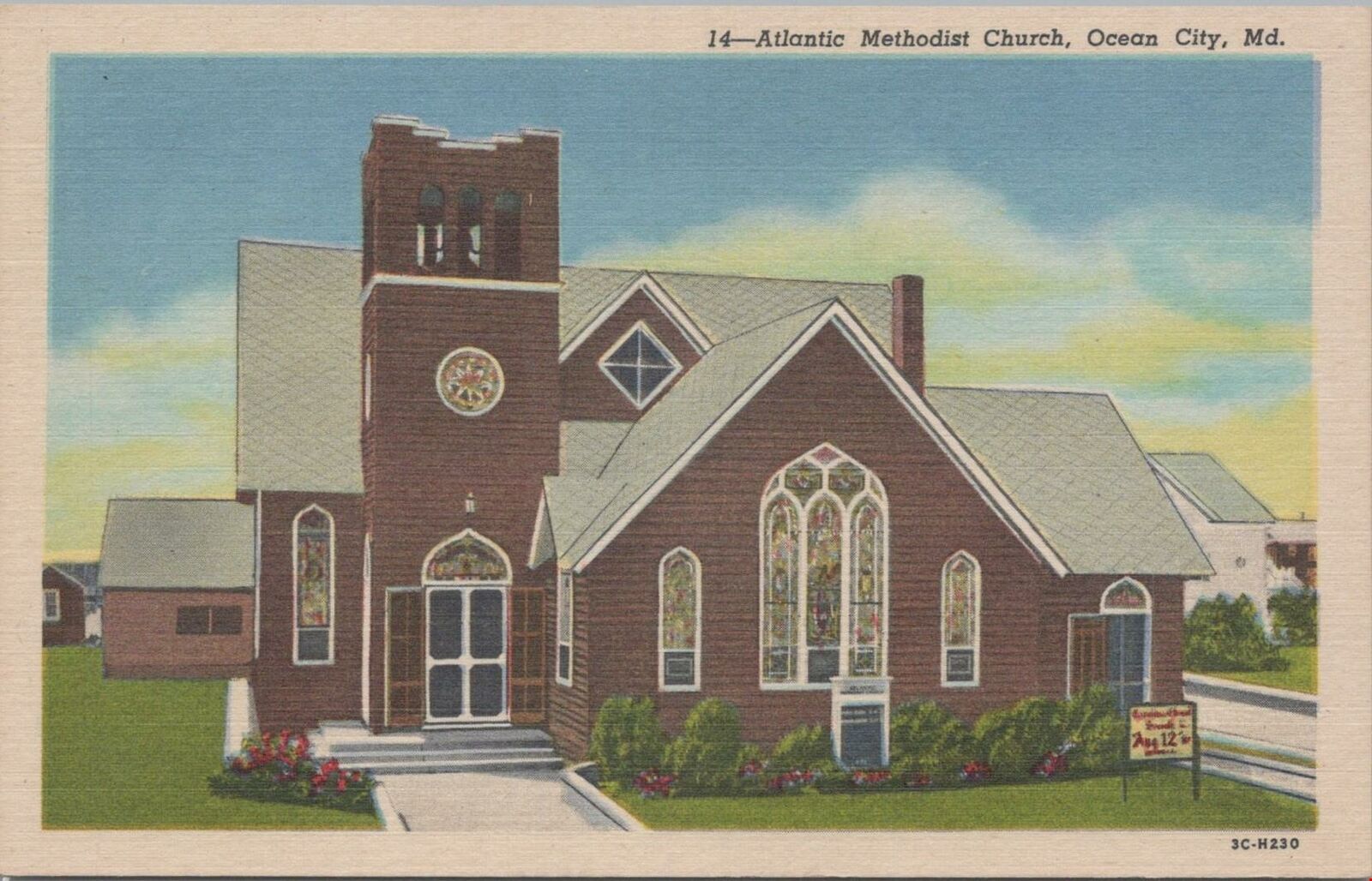 Postcard Atlantic Methodist Church Ocean City MD Maryland 