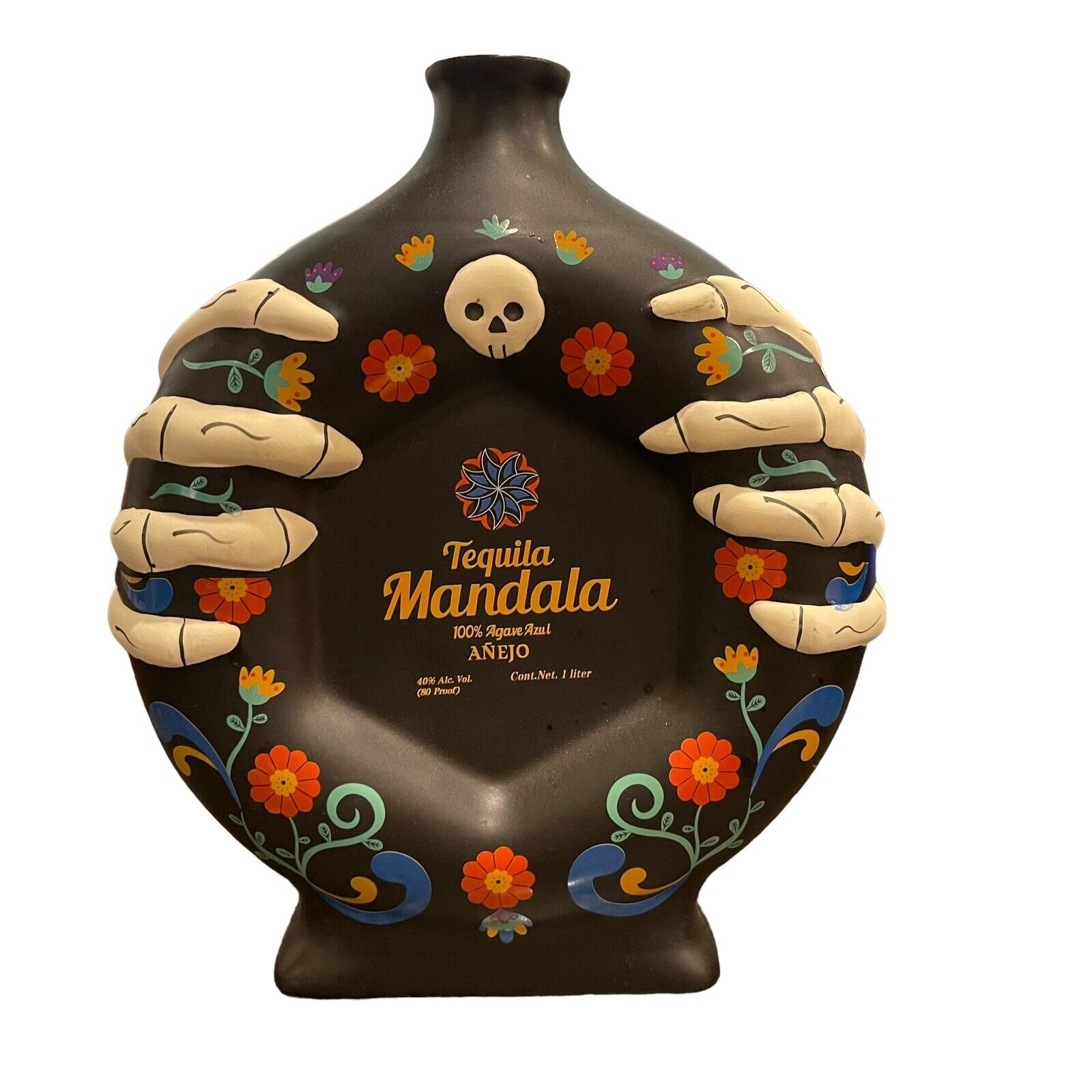 Mandala Tequila Dia De Los Muertos Limited Edition Skull & Bones Empty Bottle