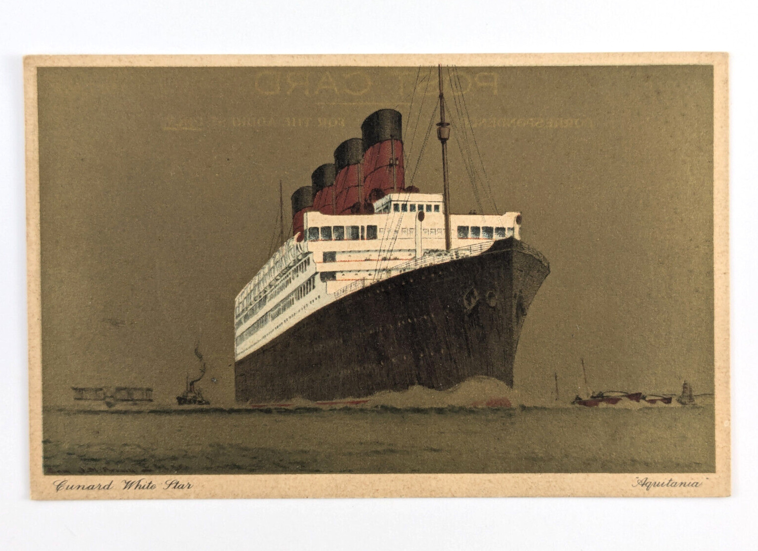 Vintage Postcard RMS Aquitania Cunard White Star Line Unposted