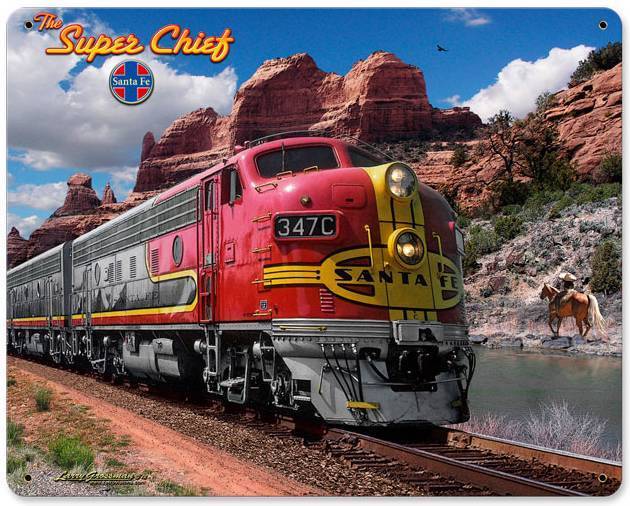 Super Chief Santa Fe Passenger Train Metal Sign Man Cave Garage Body Shop LG186